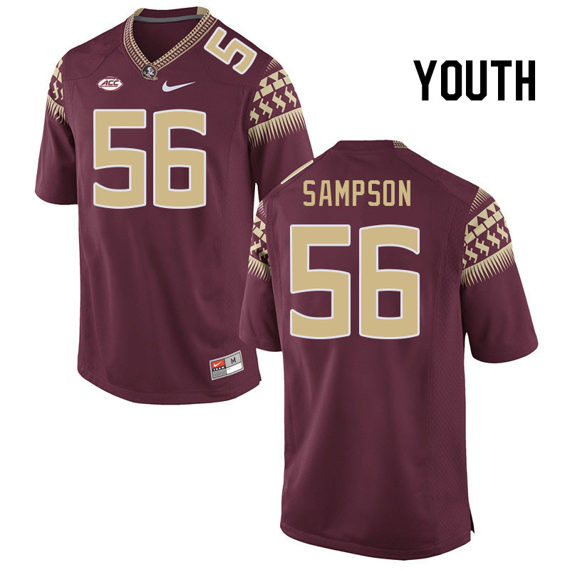 Youth #56 KJ Sampson Florida State Seminoles College Football Jerseys Stitched Sale-Garnet